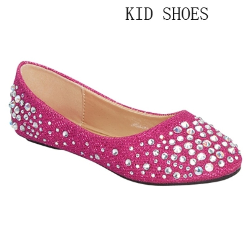 39K Girls Kids Ballet Flats Shoes Fabric Fuchsia